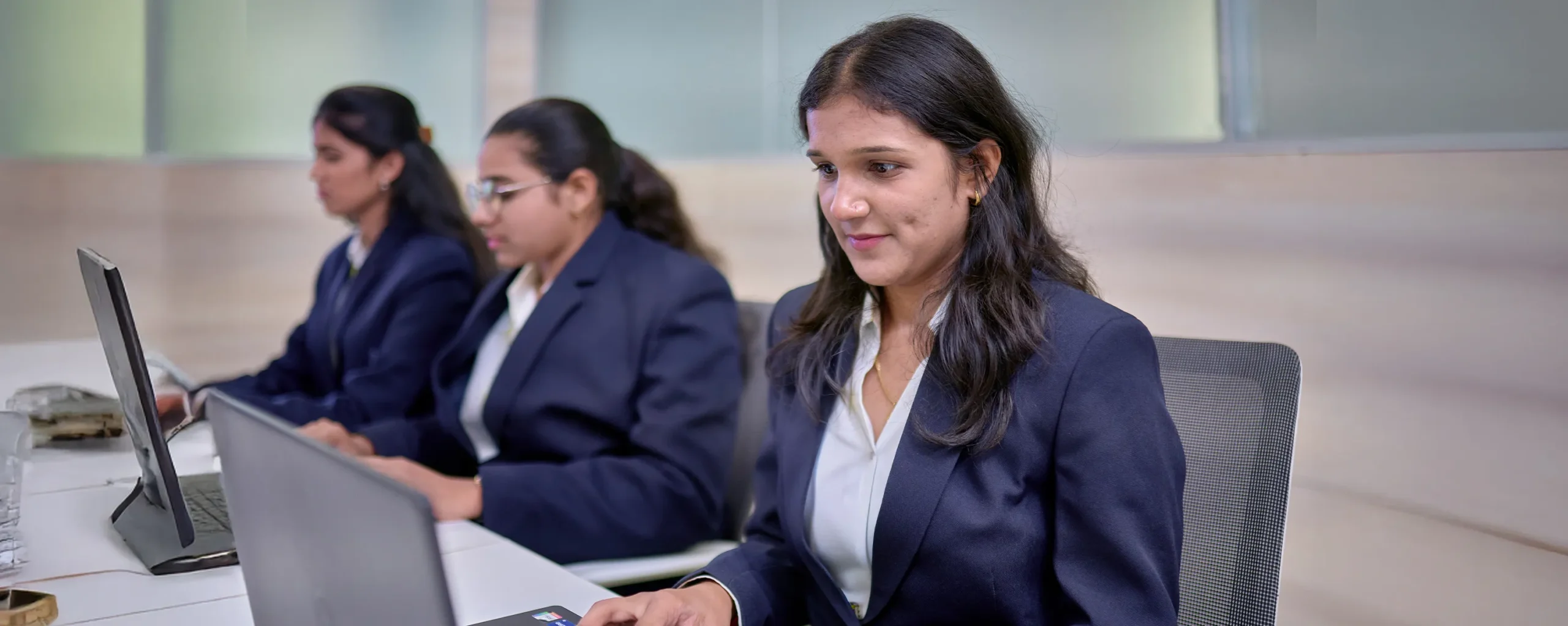 A student presenting data.